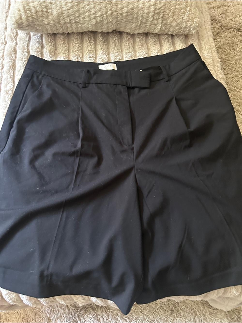 LOFT Black Tailored Shorts with Button Closure